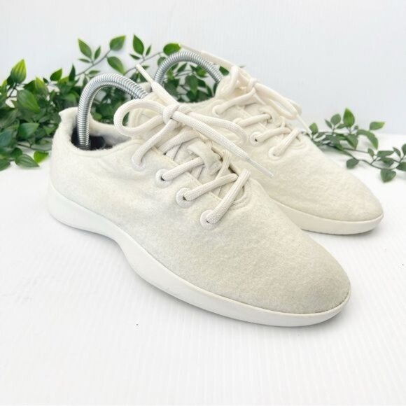 Allbirds ivory Wool Runner Pebble White Sole lace up Running Shoes 8 - Picture 1 of 8